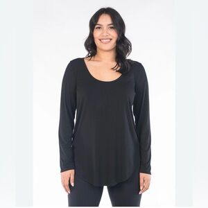 2/$20 - Thyme - Black Long Sleeve Maternity Top / Lined / Scoop Neck / XL